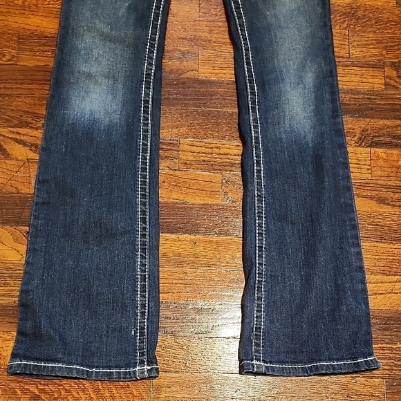 Ariat Real Denim Womens Dark Blue Low Rise Emboidered Pocket Boot Cut Jeans 27R - Picture 4 of 11